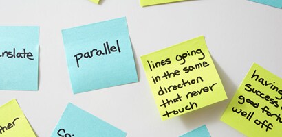 Jot down words on one colour of notes and the definiton on another capture several on a board using the Post-it® App to create a digital board